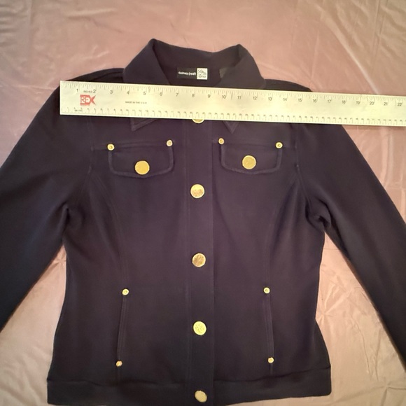 Saks Fifth Avenue Navy/Gold Button Lightweight Jacket Size 10 MSRP $198 - Picture 4 of 9